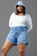 Curve Midday Sky Blue Turn Up Denim Shorts