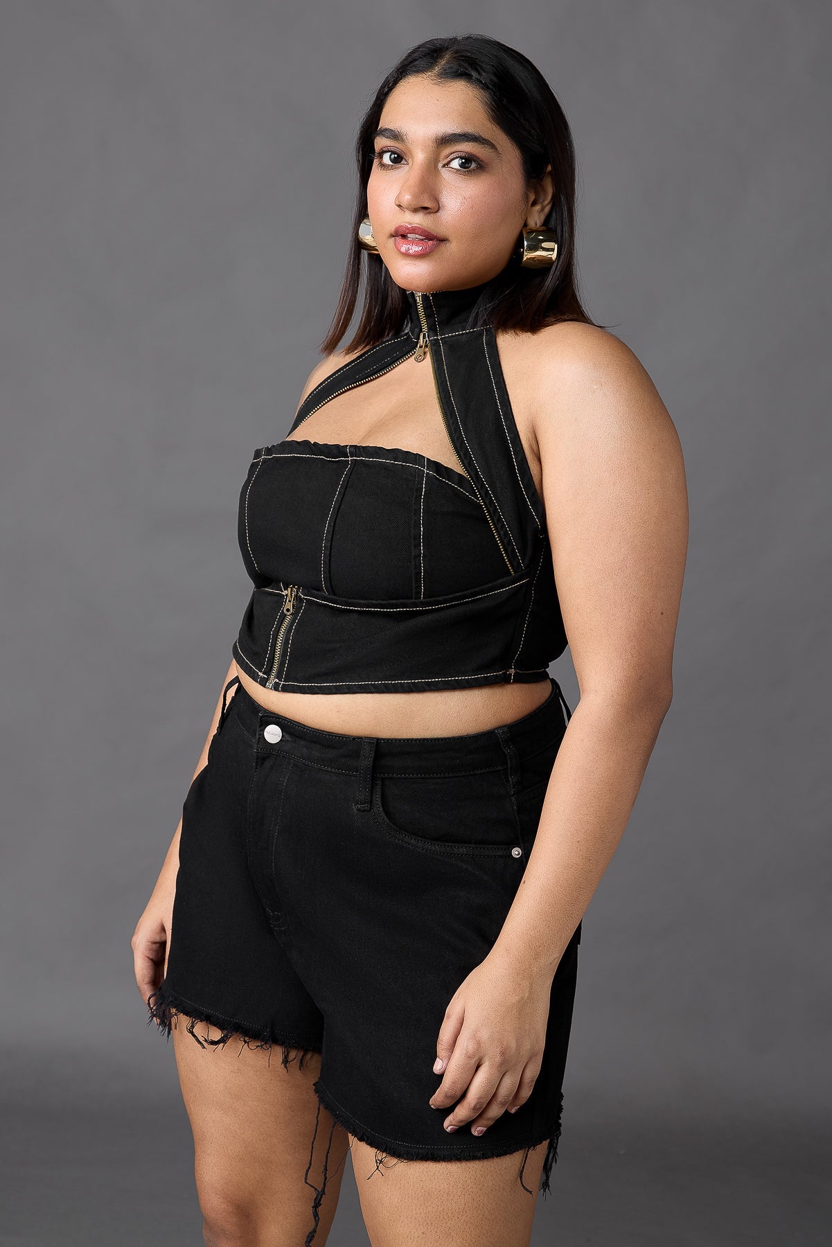 Curve Gothic Black Chained Top