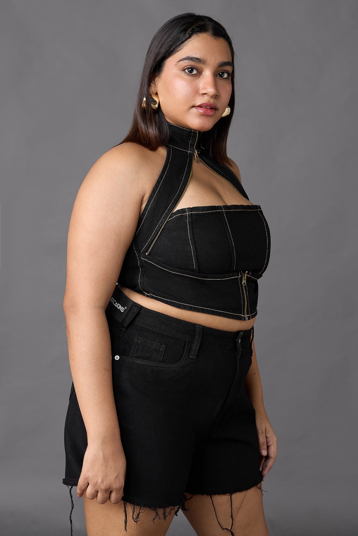 Curve Gothic Black Chained Top