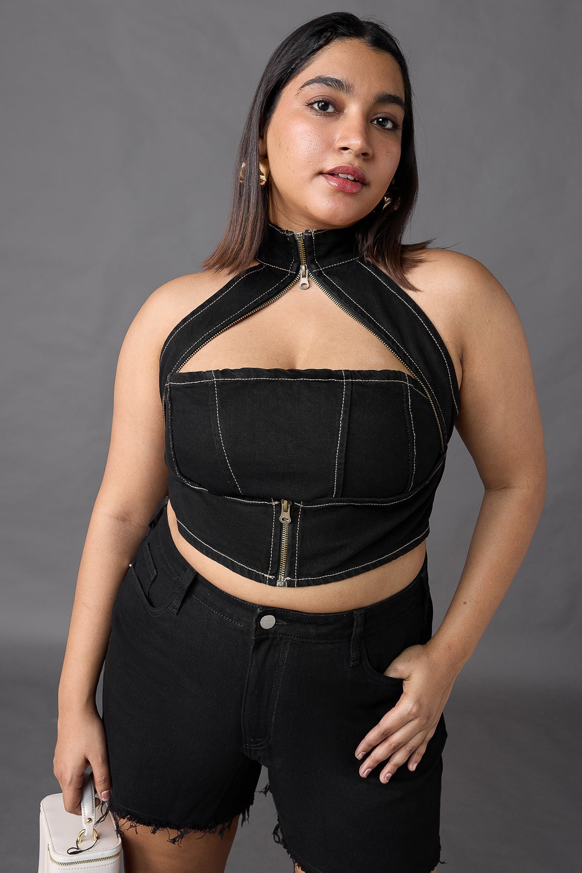 Curve Gothic Black Chained Top