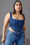 Curve Blue Bustier Corset Top
