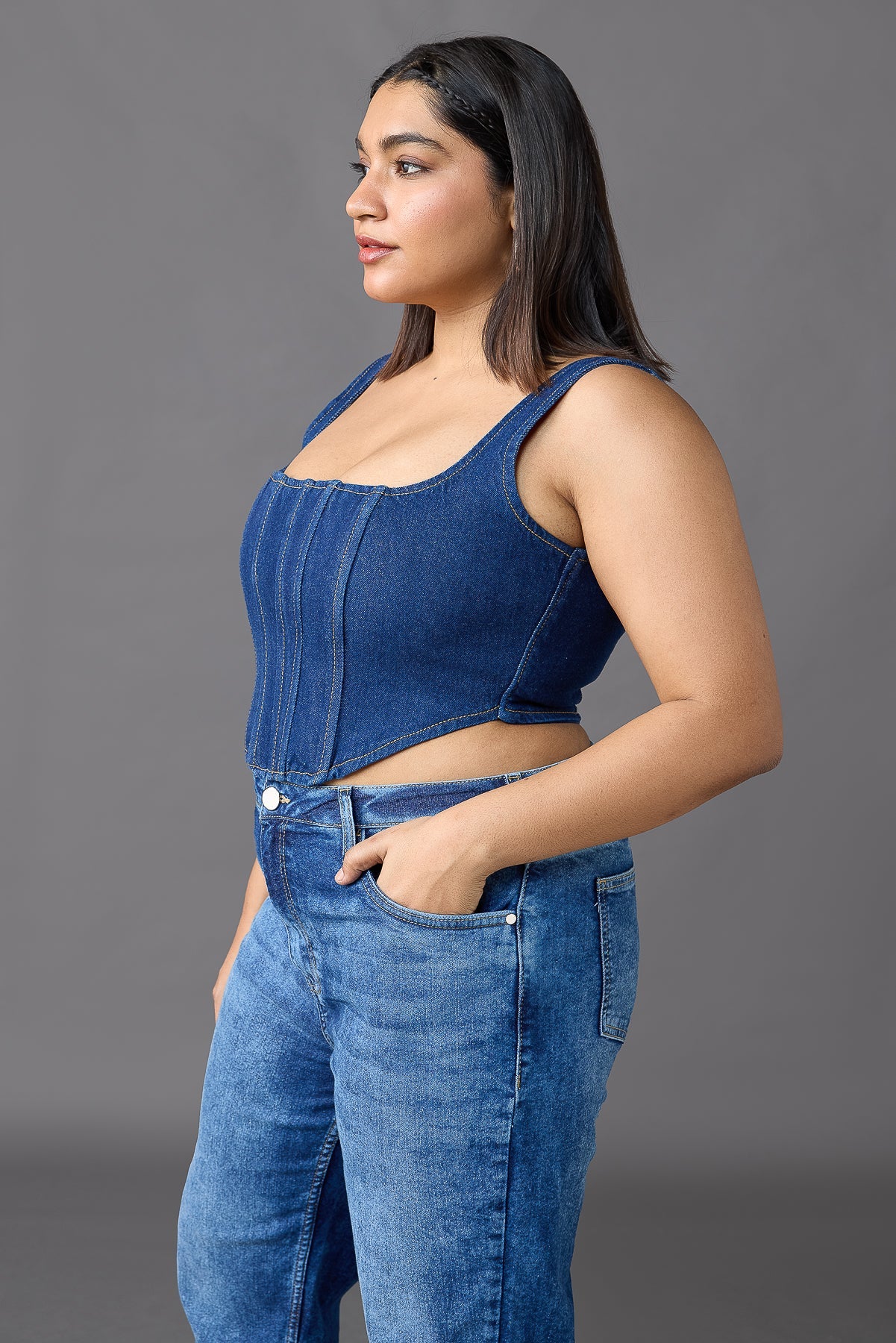 Curve Blue Bustier Corset Top