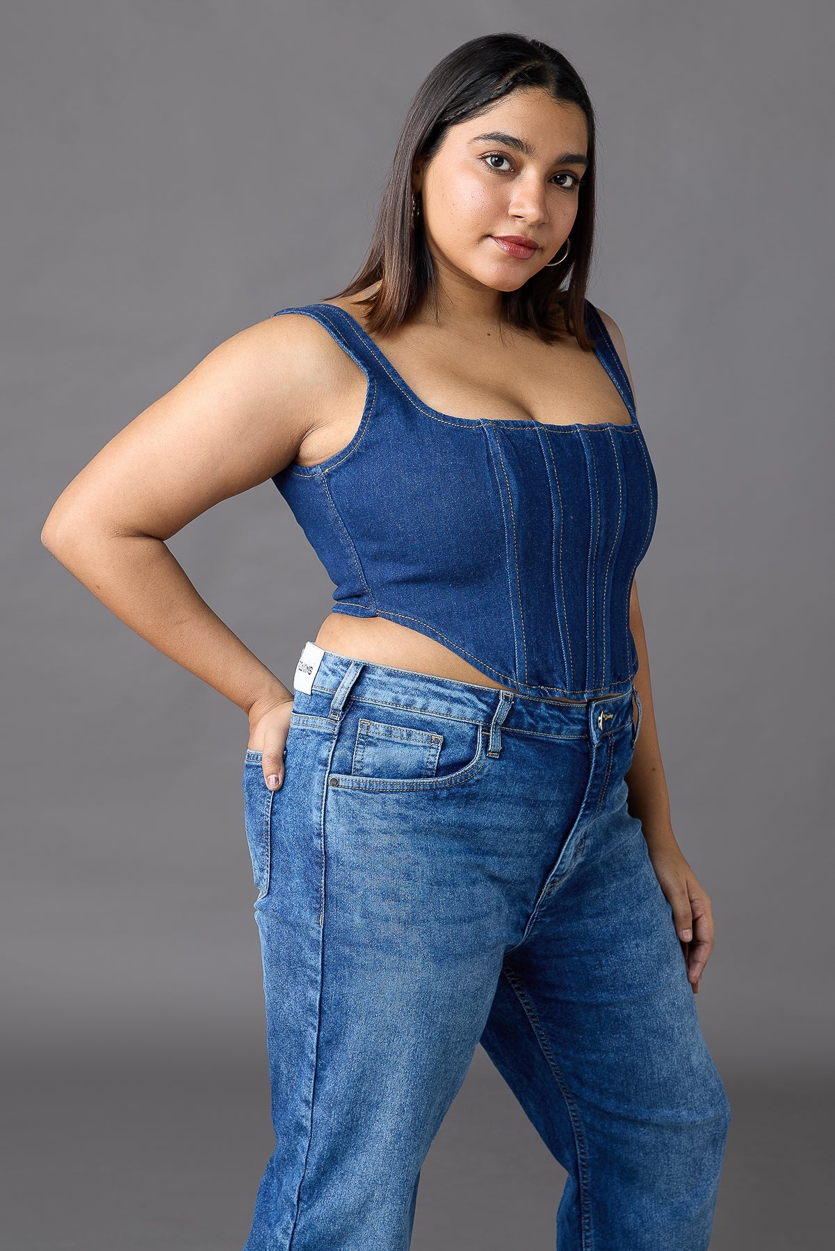 Curve Blue Bustier Corset Top
