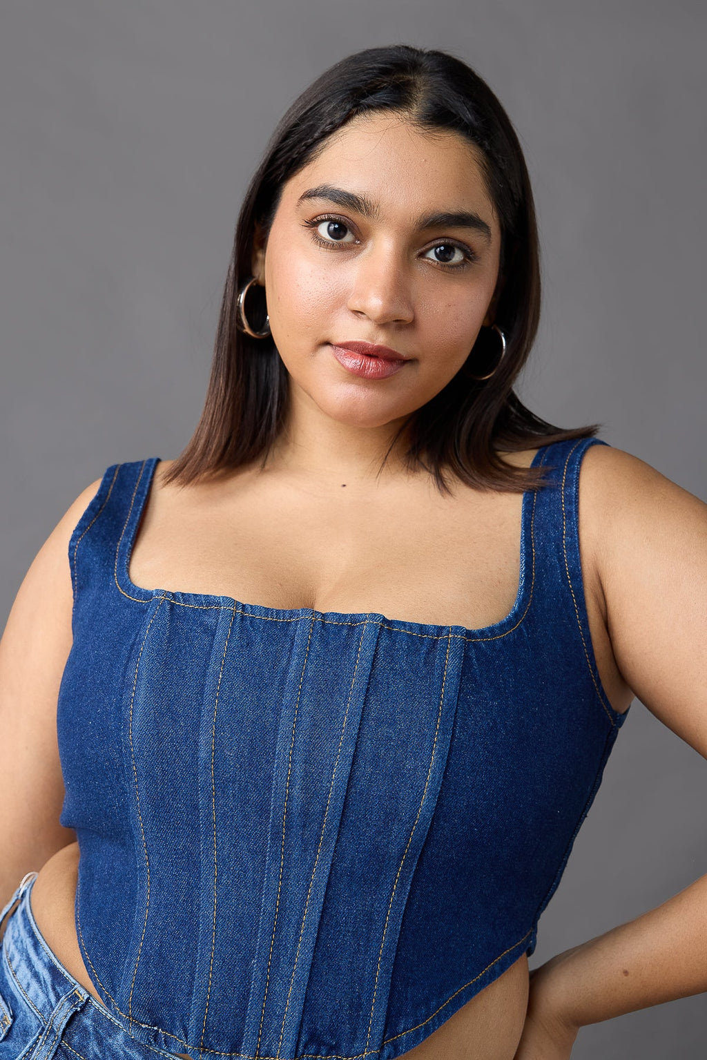 Curve Blue Bustier Corset Top