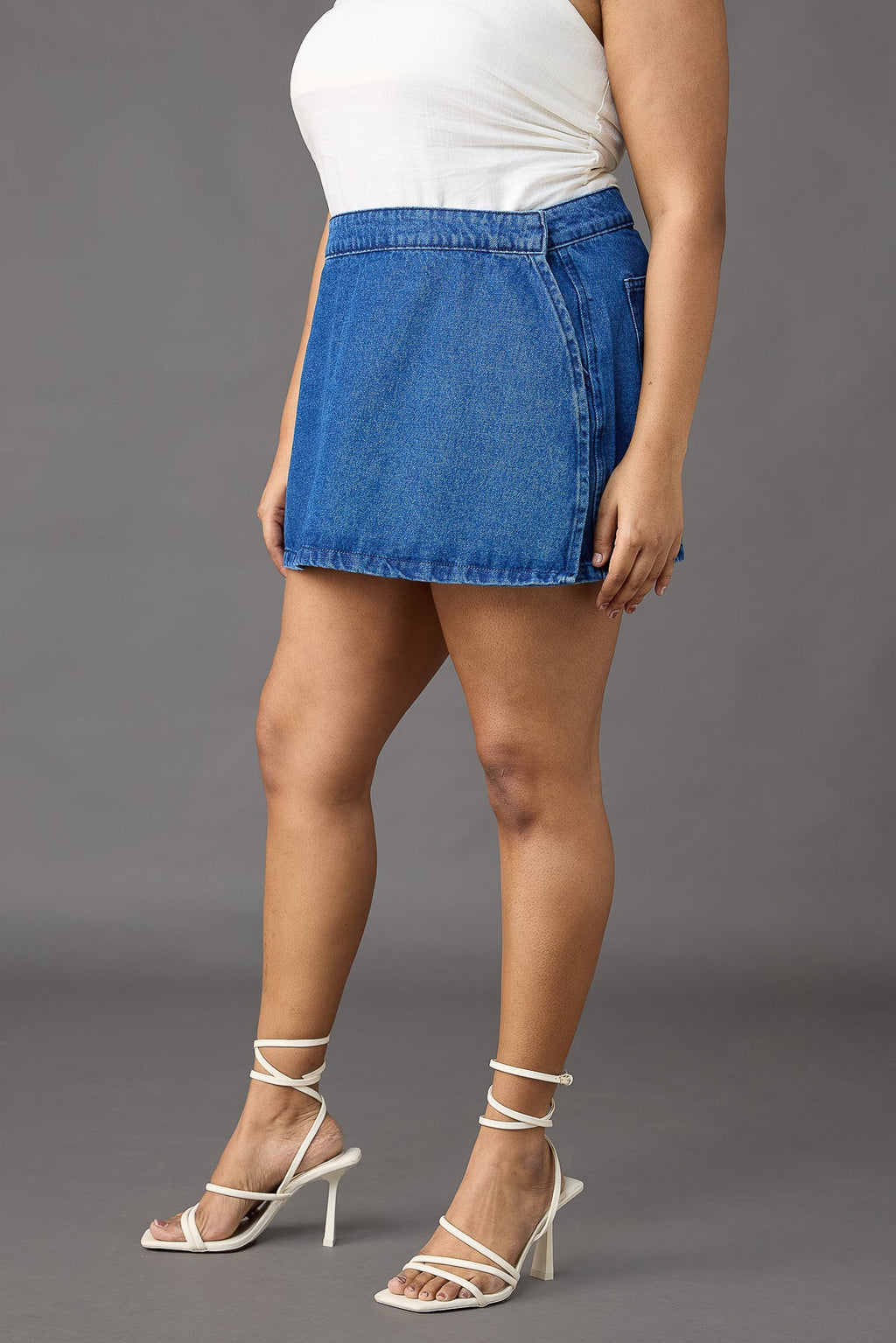 Curve Dark Blue Denim Skort