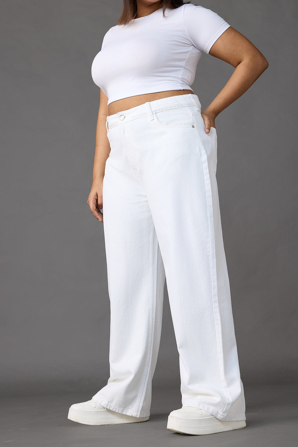 Curve Santorini Chic White Wide Jeans