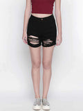 Black Basic Denim Shorts Ripped
