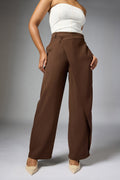 Cedar Brown Wrap Front Korean Pants