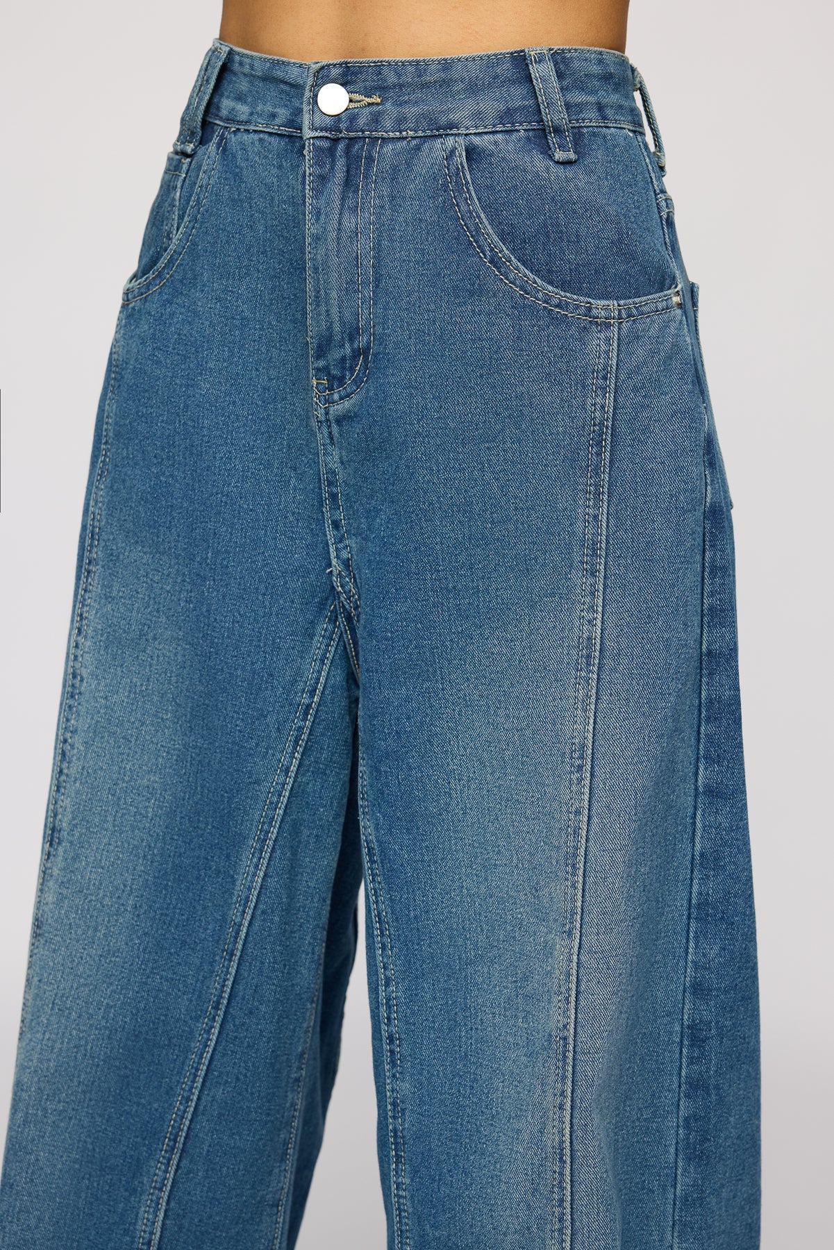 Classic Navy Women's Flared Denim Korean Pants