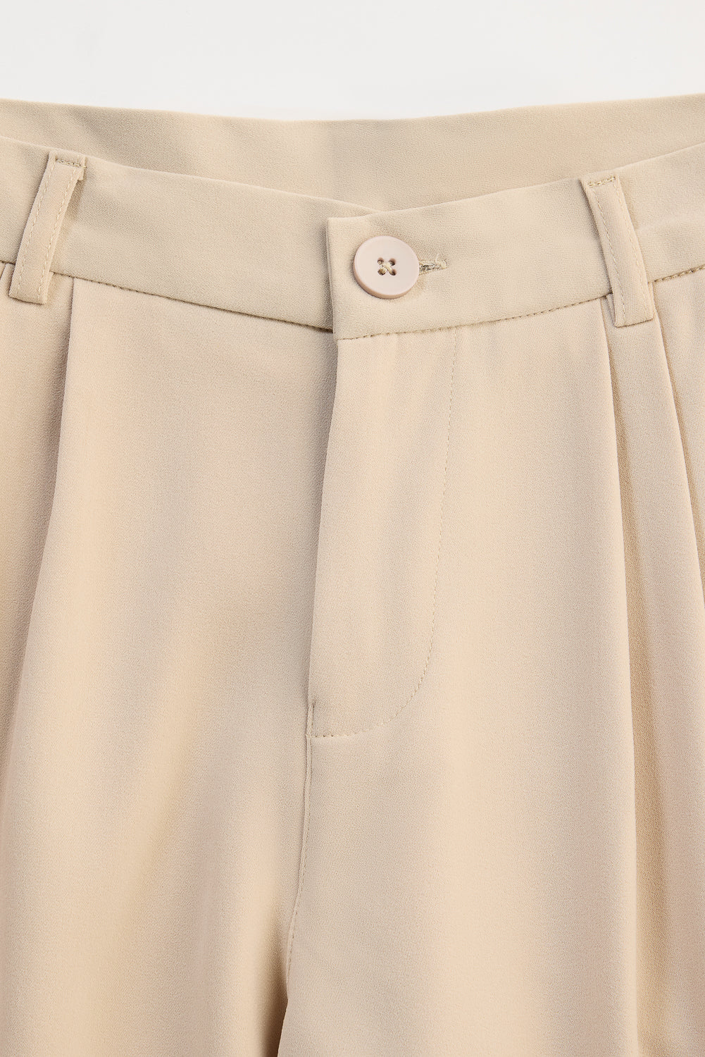 Sand Beige Double Pleated Women's Straight Korean Pants