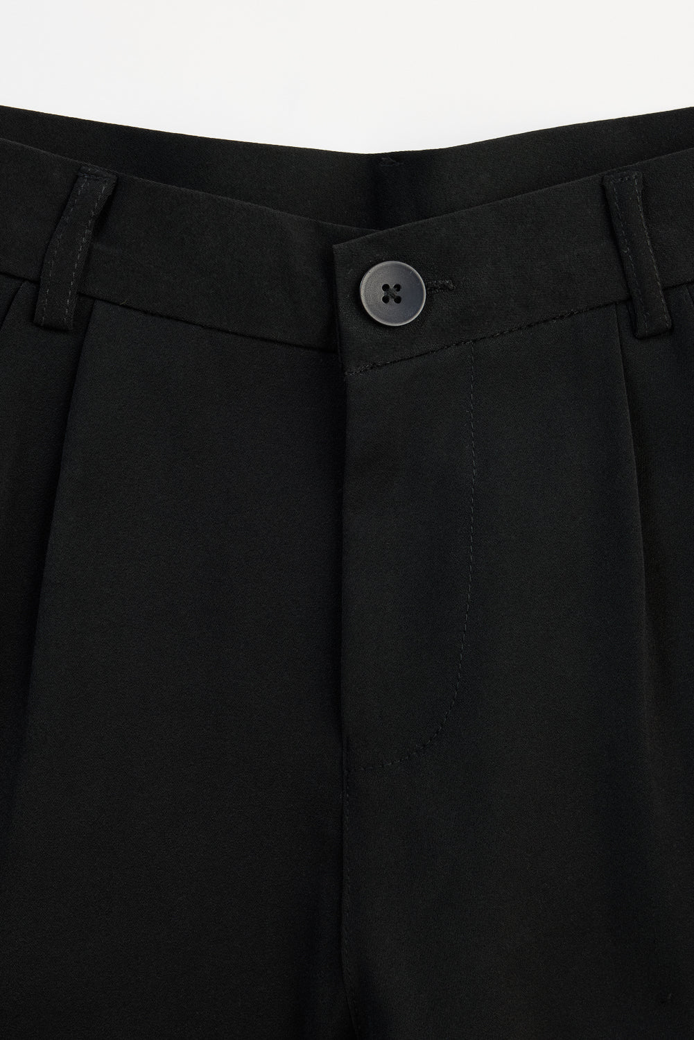 Women's Black Double Pleated Straight Korean Pants