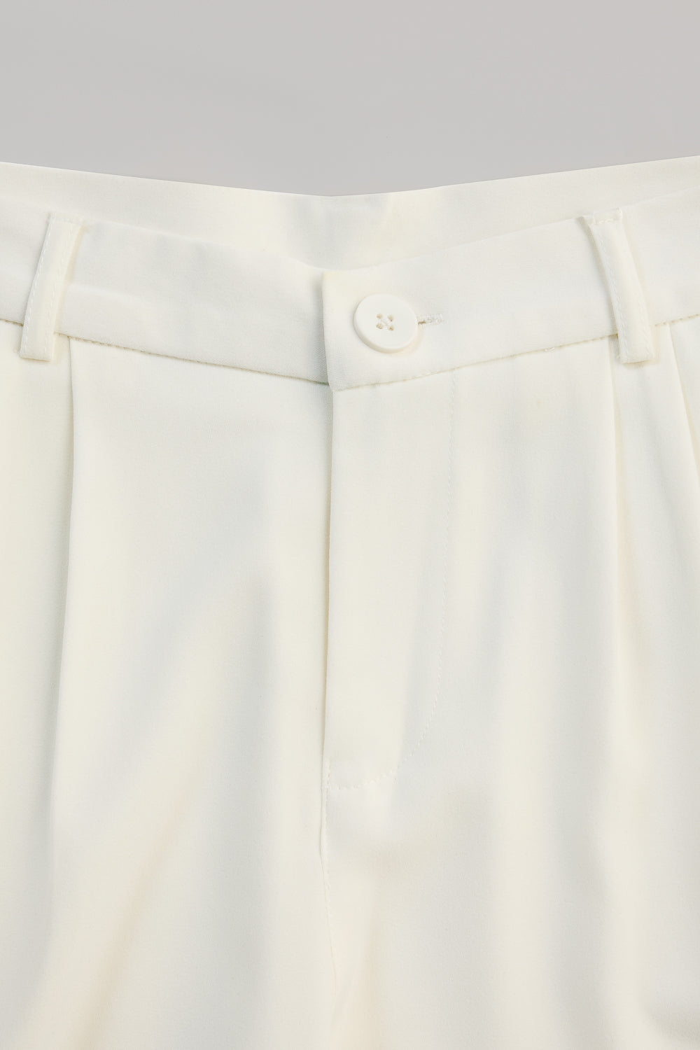 Off White Double Pleated Women's Straight Korean Pants