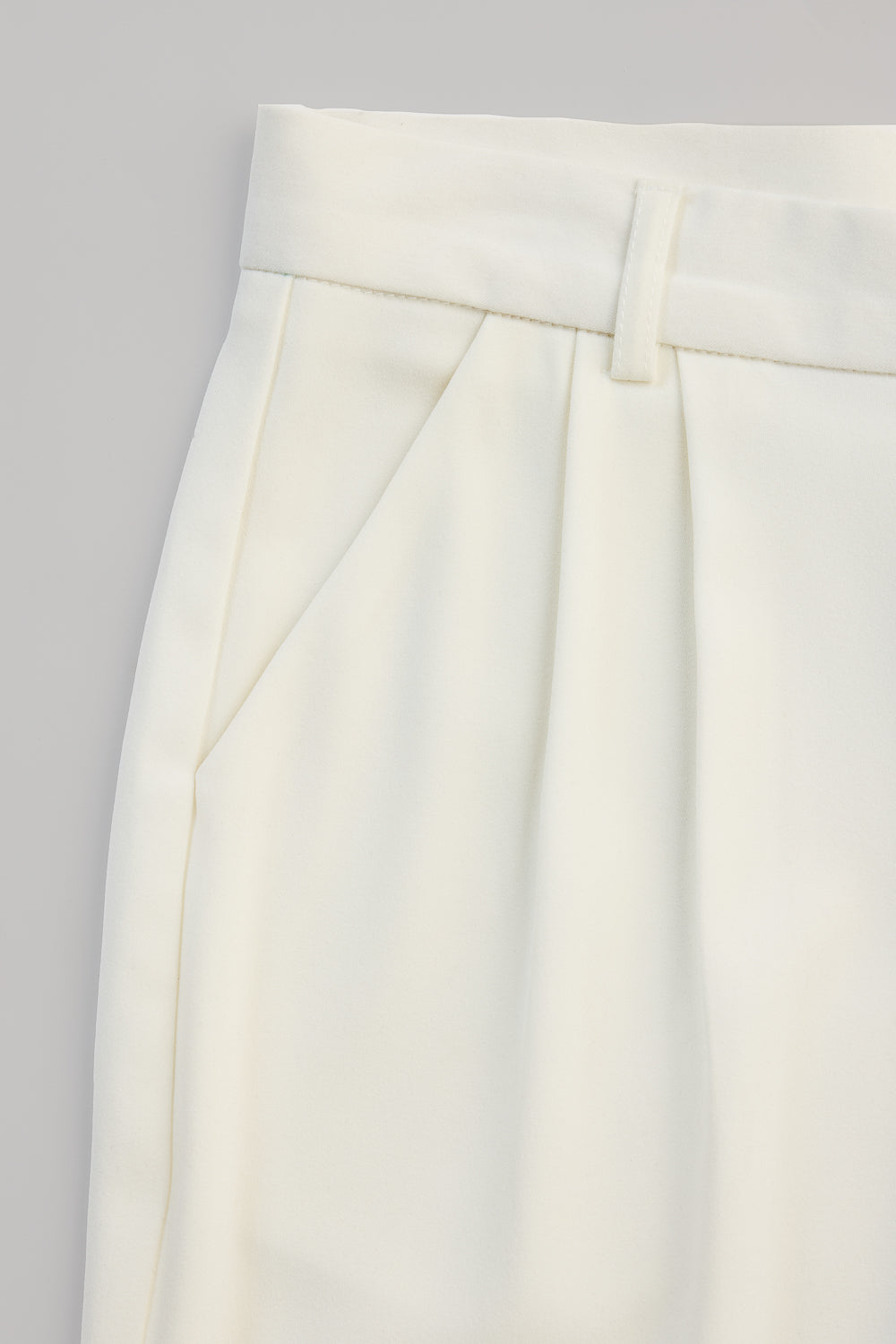 Off White Double Pleated Women's Straight Korean Pants