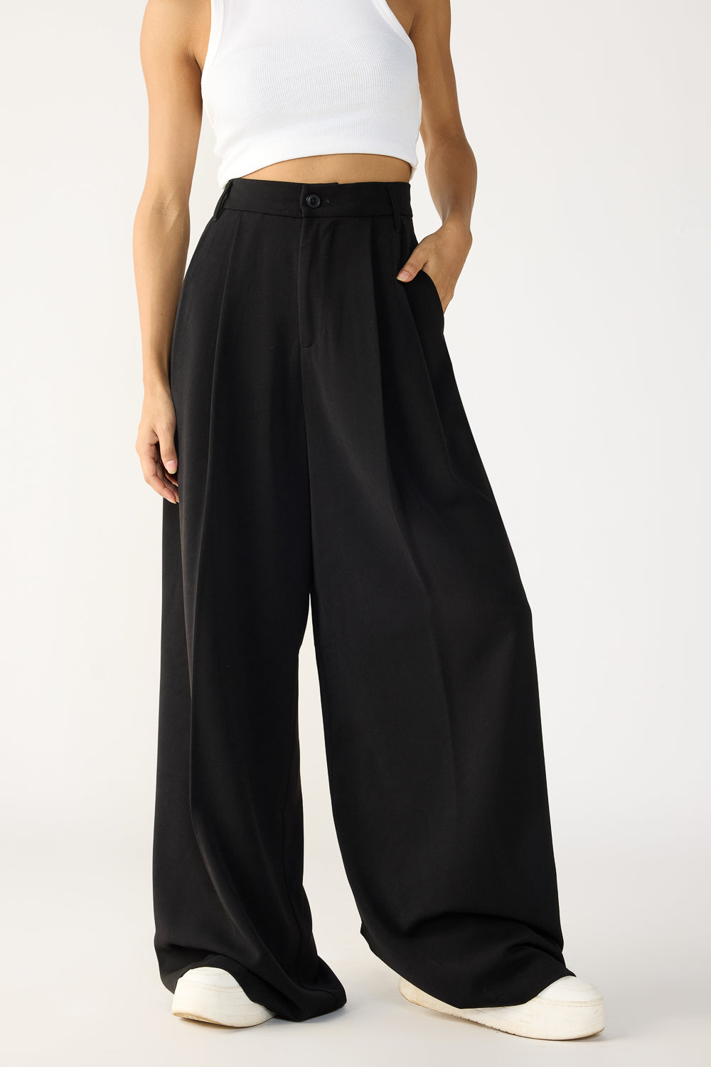 Silken Black Women's Baggy Wide Korean Pants