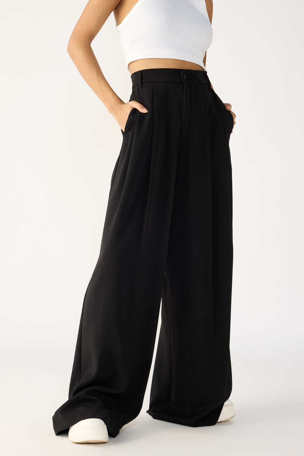 Silken Black Women's Baggy Wide Korean Pants