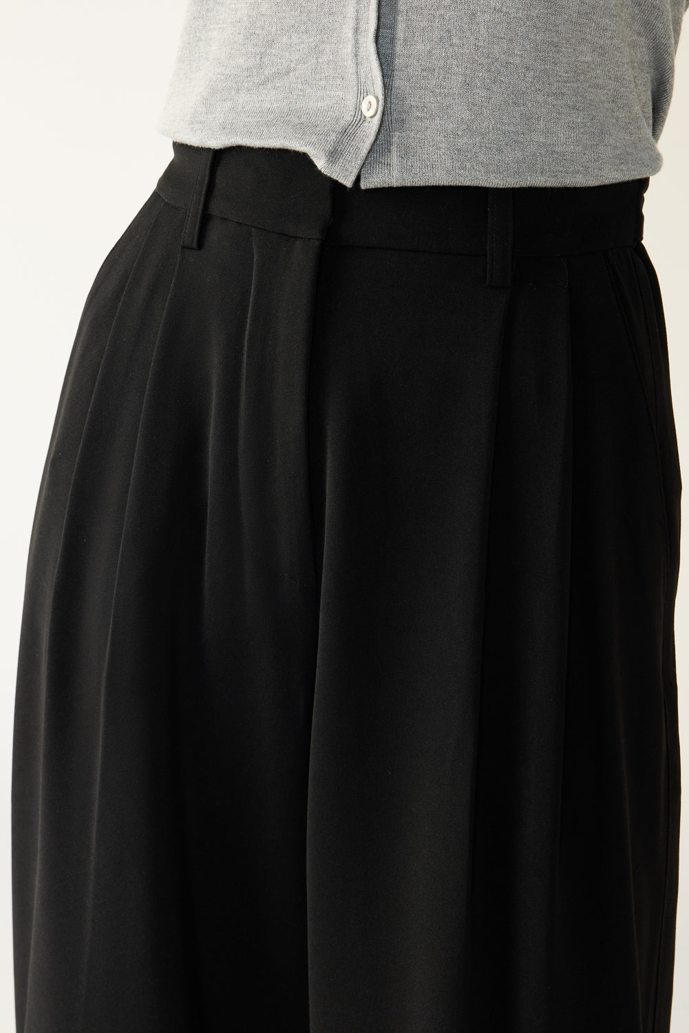 Soot Black Adjustable Women's Wide Korean Pants