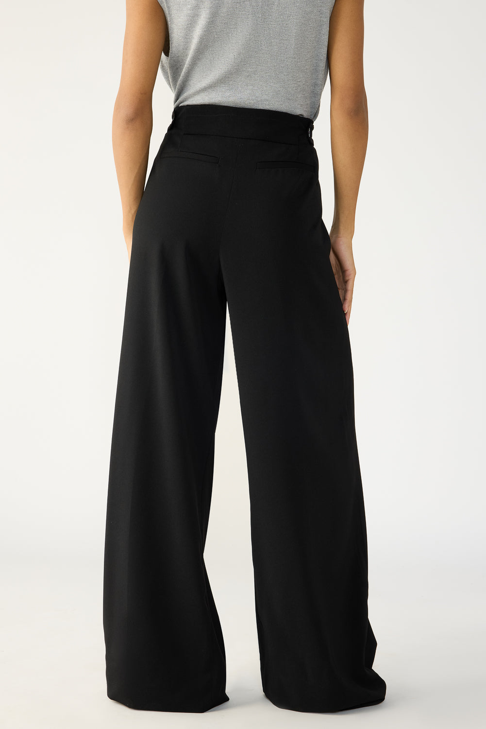 Soot Black Adjustable Women's Wide Korean Pants