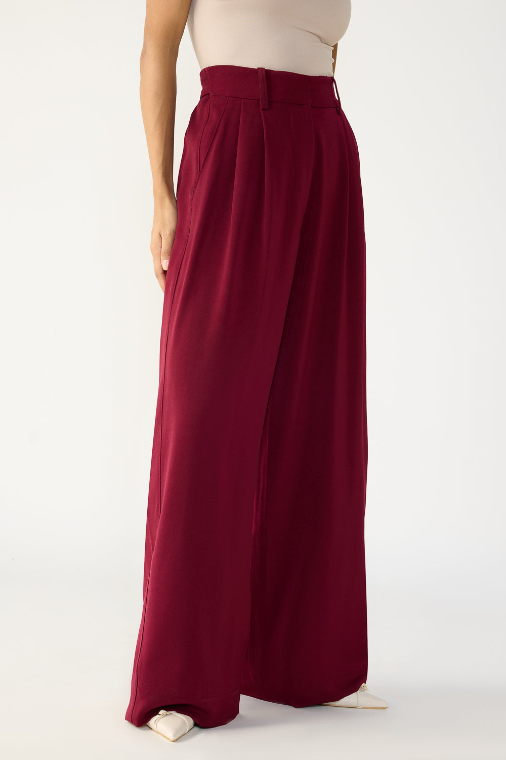 Burnt Maroon Adjustable Women's Flare Korean Pants