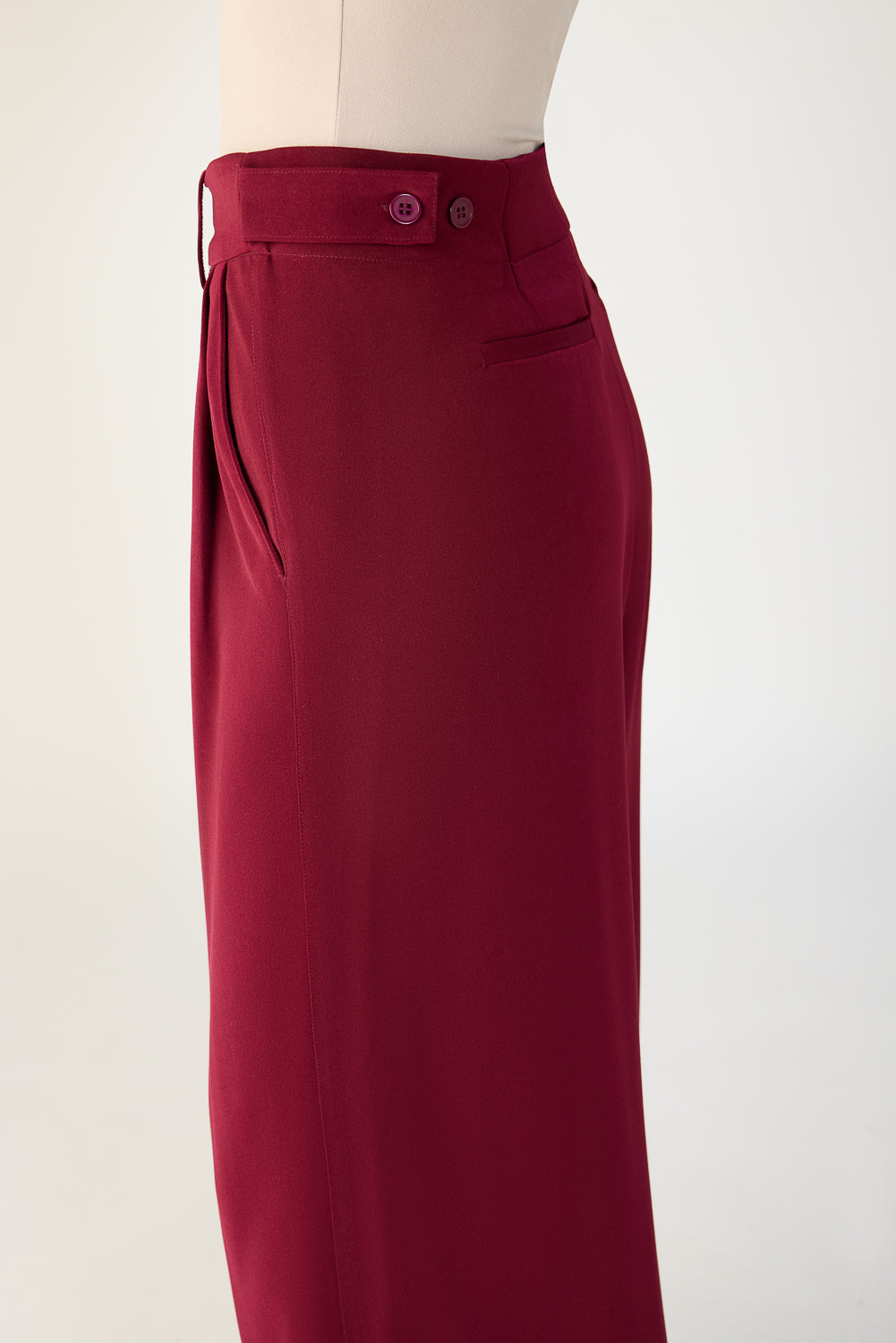 Burnt Maroon Adjustable Women's Flare Korean Pants