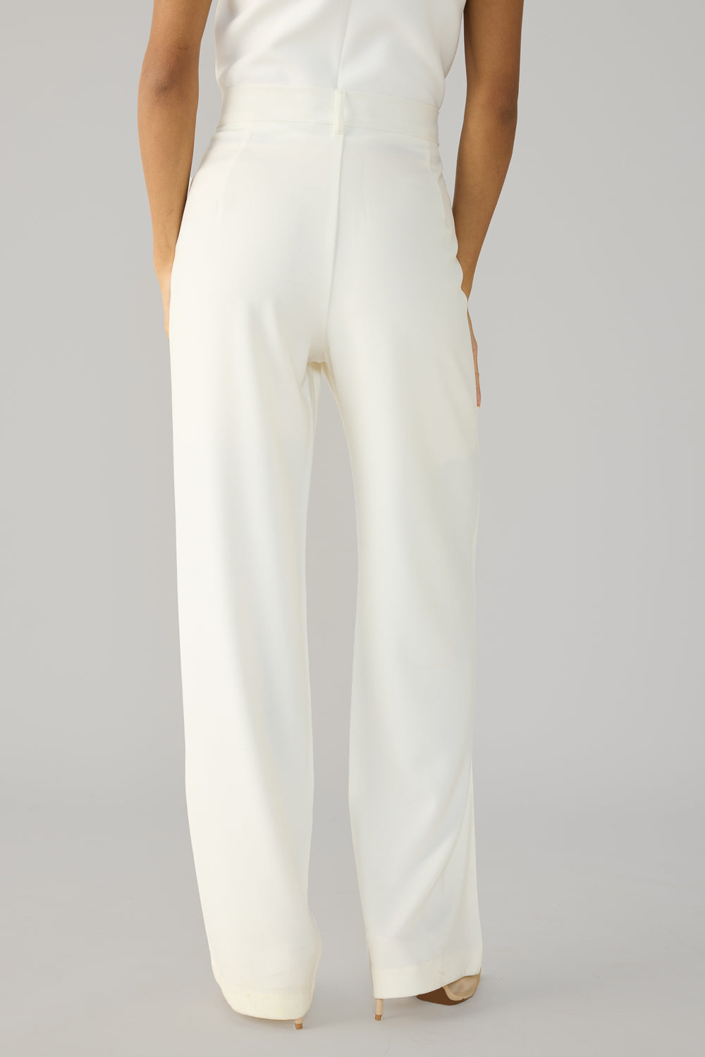 Off White Double Pleated Women's Straight Korean Pants