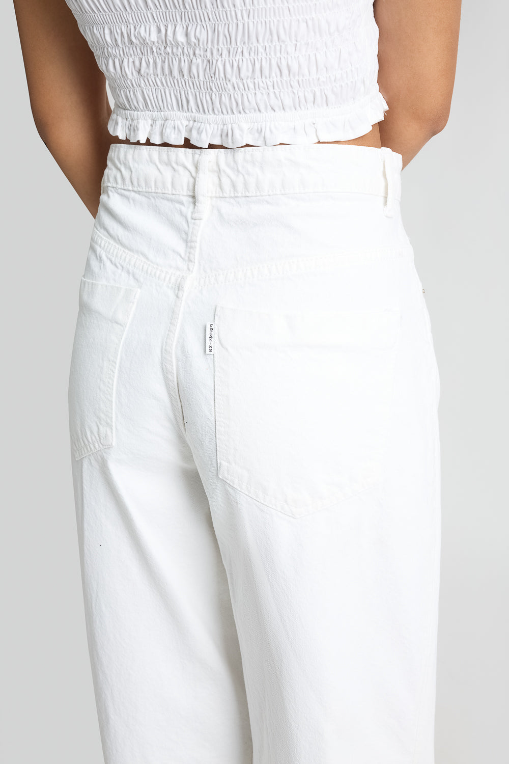 White Distressed Knee Women's Wide Leg Jeans