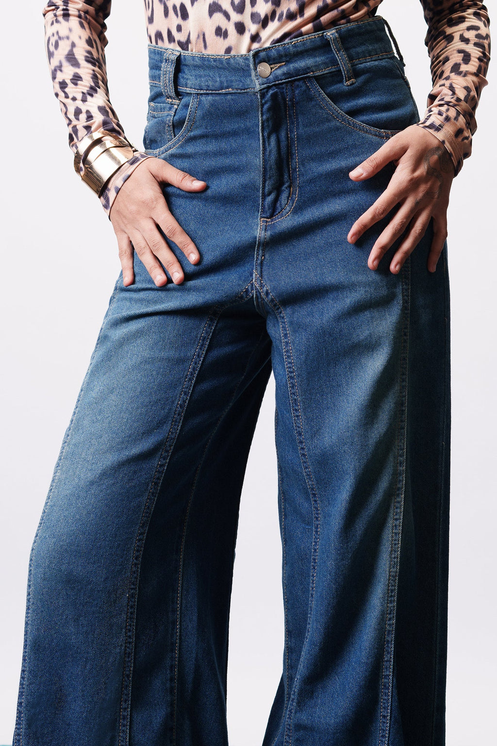 Endless Blue Super Flare Denim Korean Pants