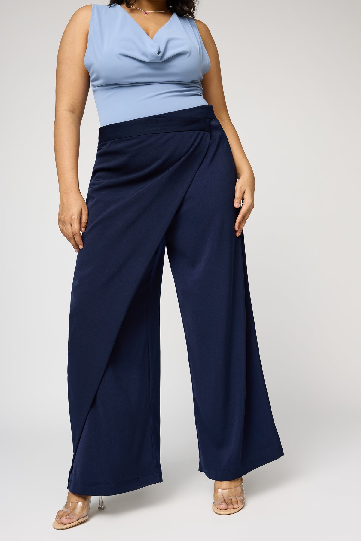 Curve Royal Navy Pareo Straight Pants