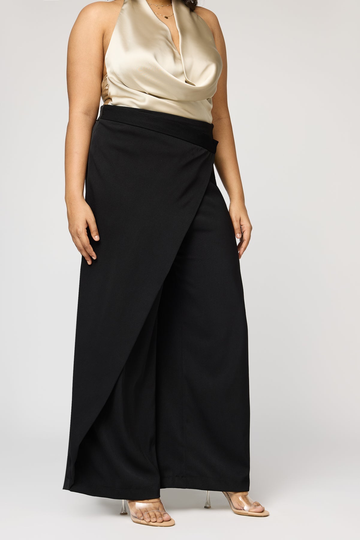 Curve Cinder Black Pareo Straight Korean Pants