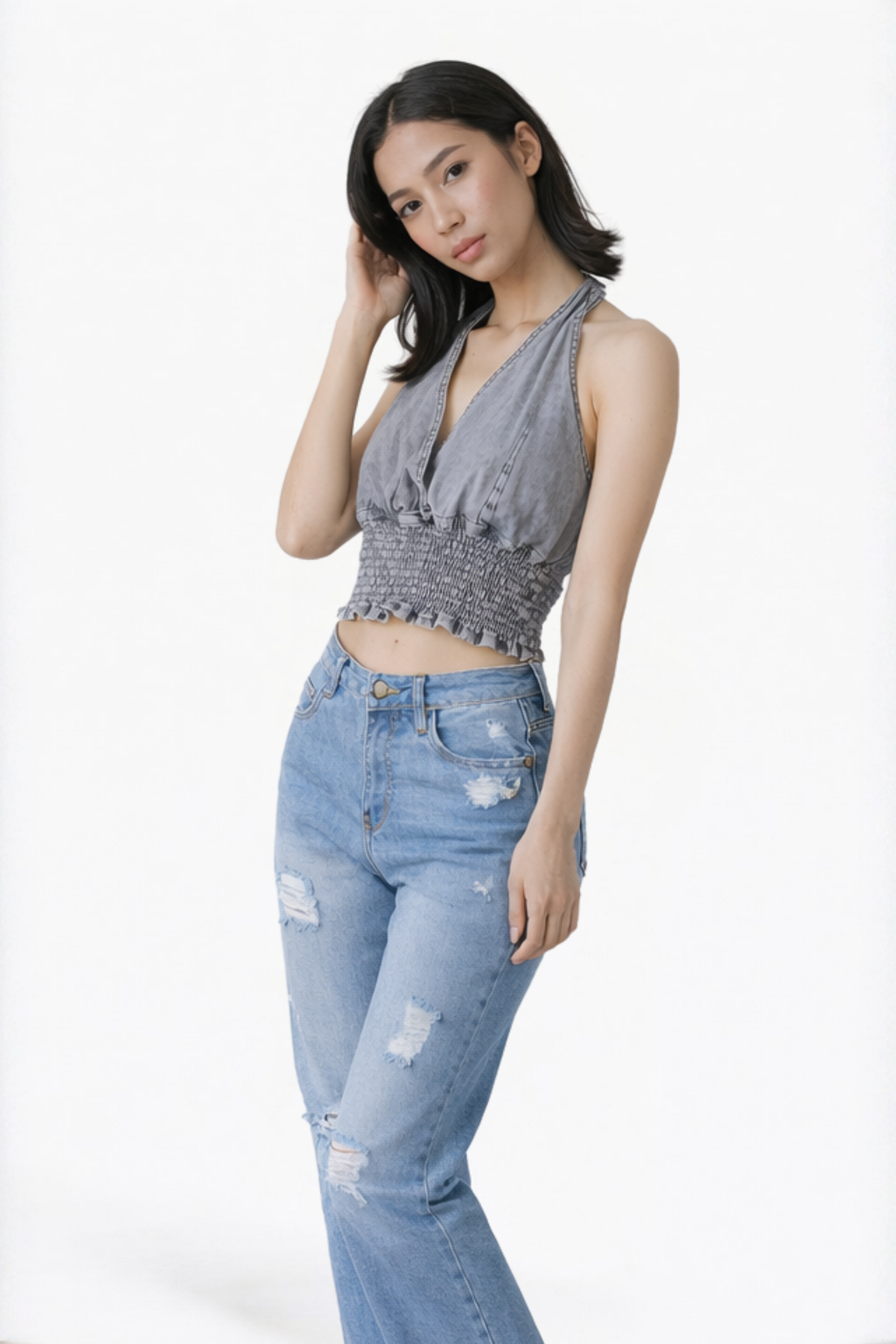 Grey Halter Top