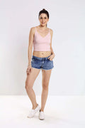 Mid Blue Low Waist Hot Shorts