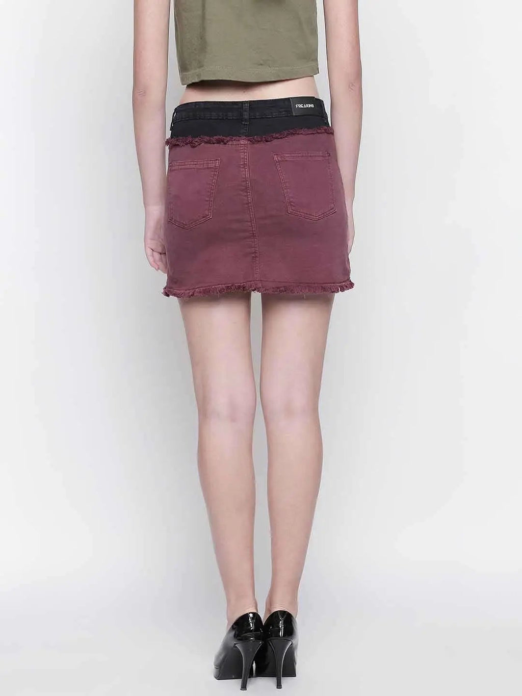 Half'N'Half Denim Wine Skirt