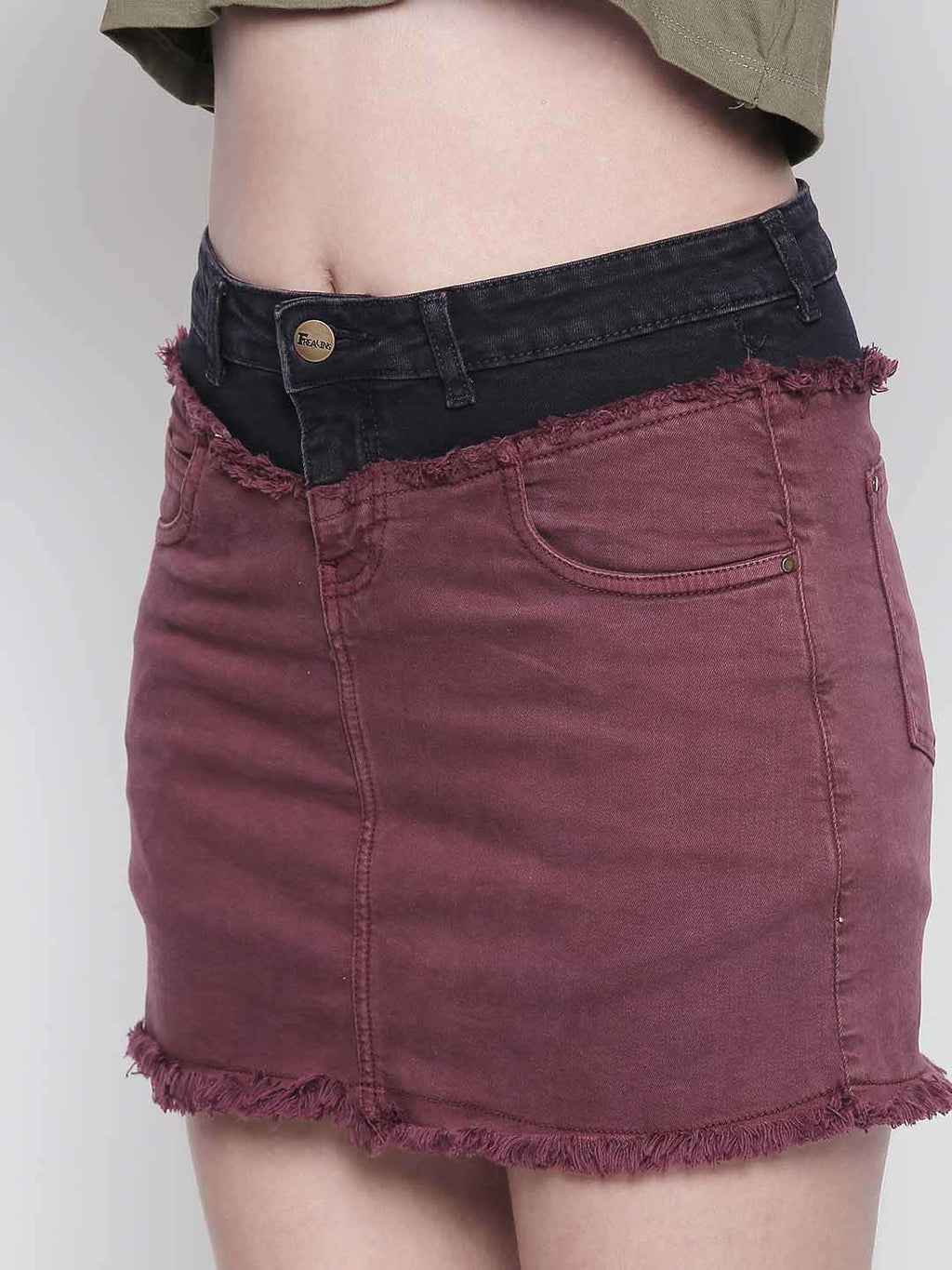 Half'N'Half Denim Wine Skirt