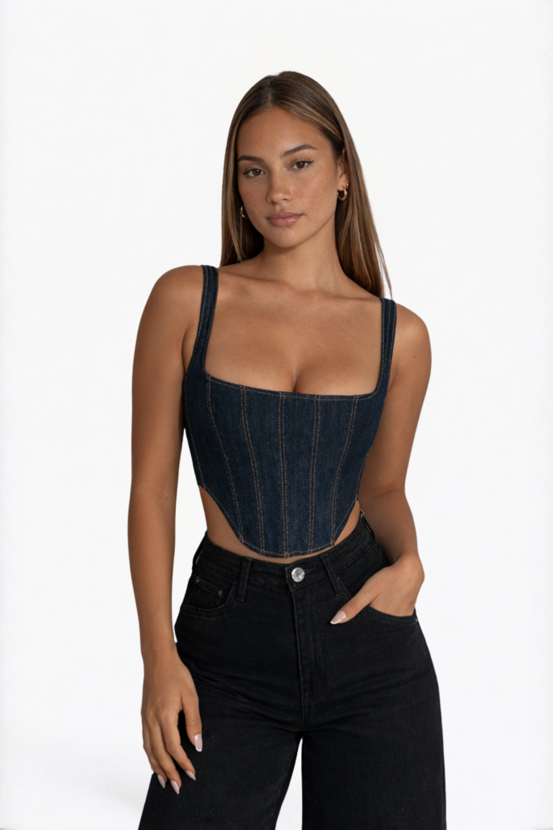Blue Women's Bustier Corset Top