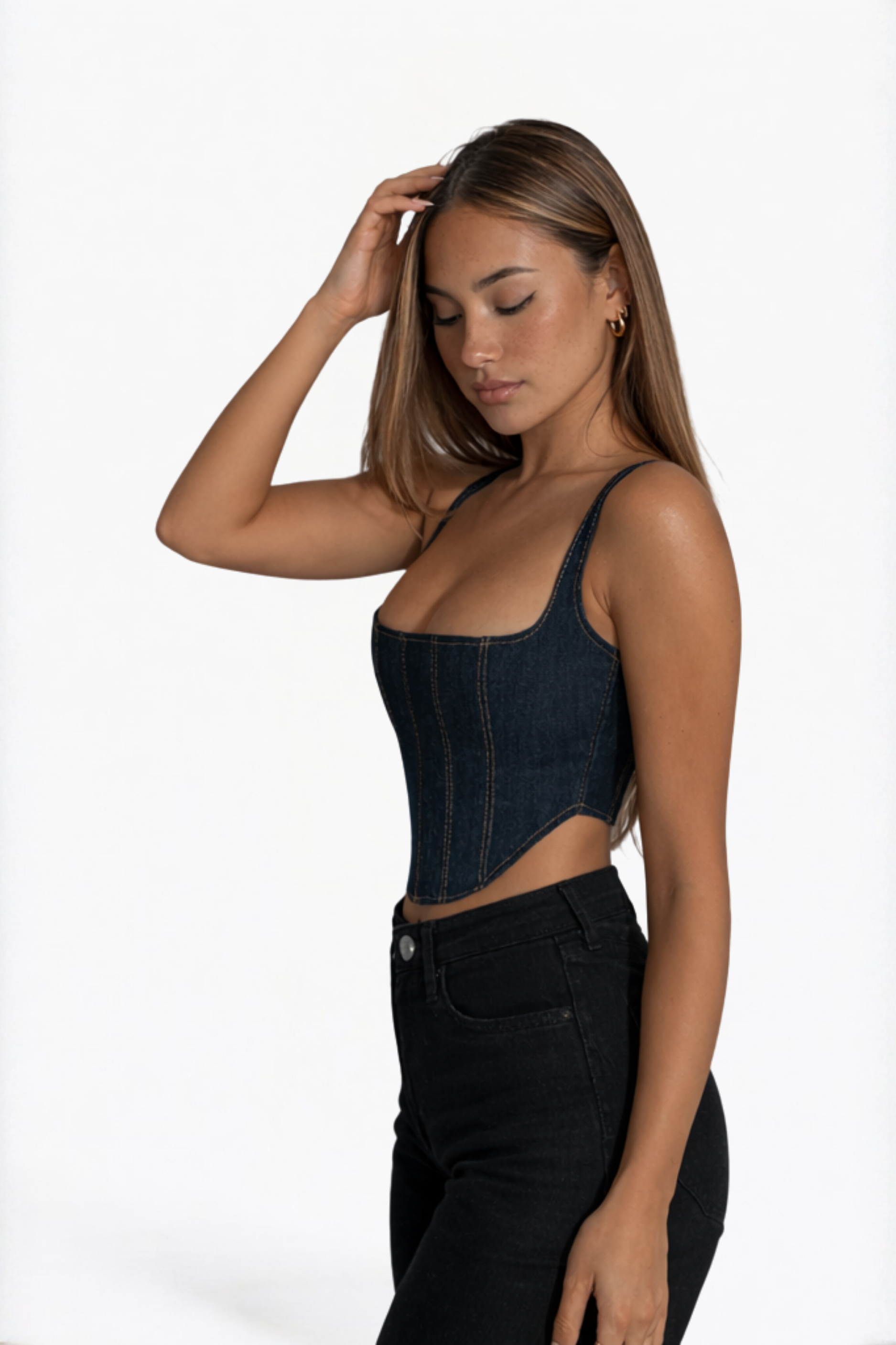 Blue Women's Bustier Corset Top