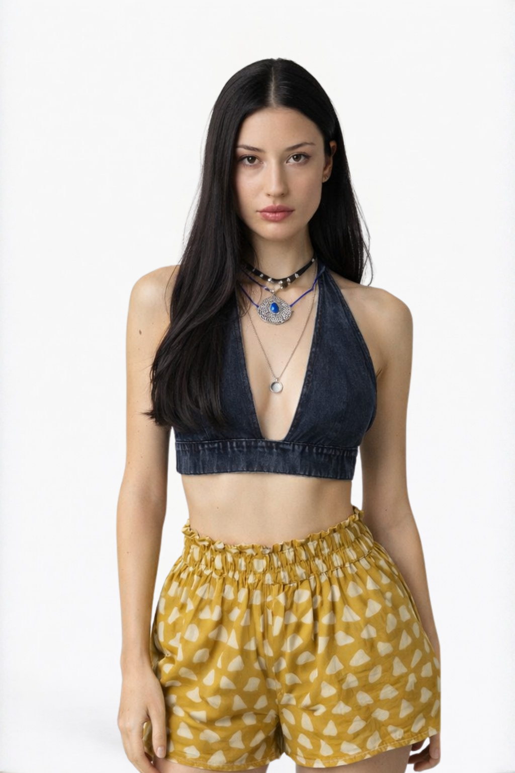 Charcoal Bralette Denim Top