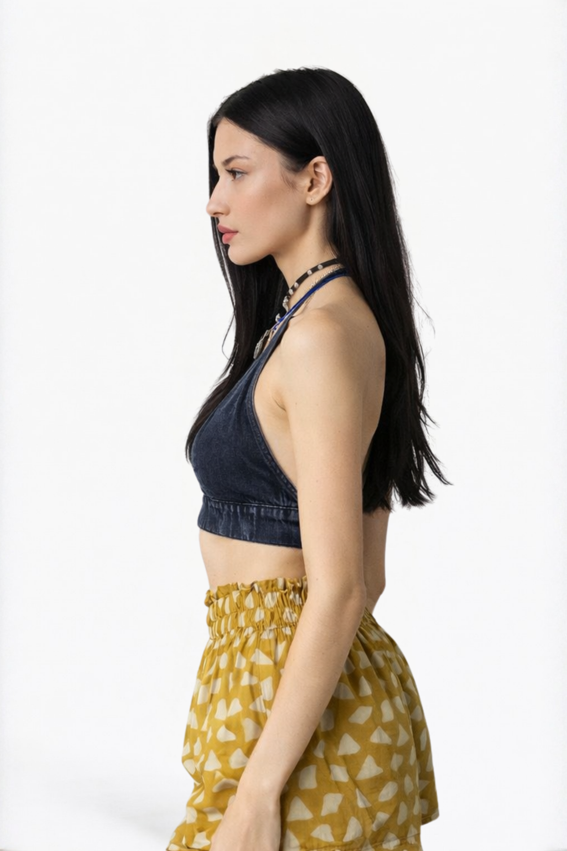 Charcoal Bralette Denim Top
