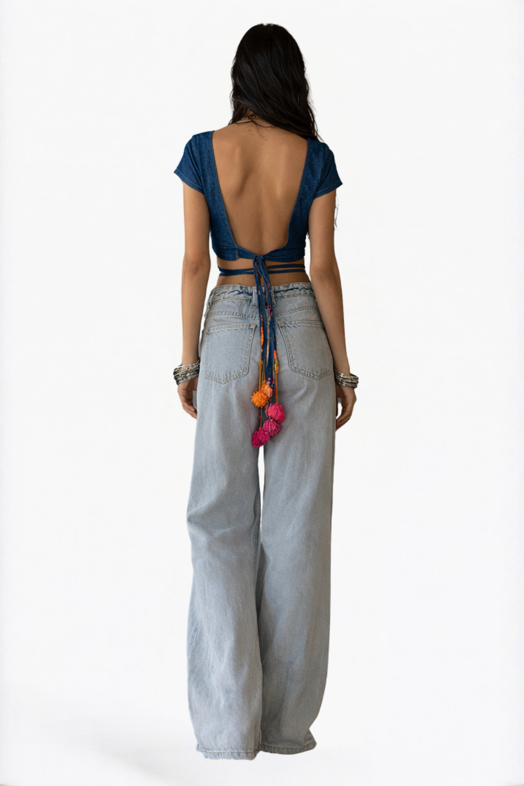 Dark Blue Front Tie-Up Top