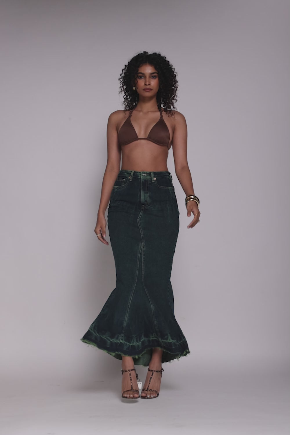 Emerald Burst Denim Mermaid Skirt