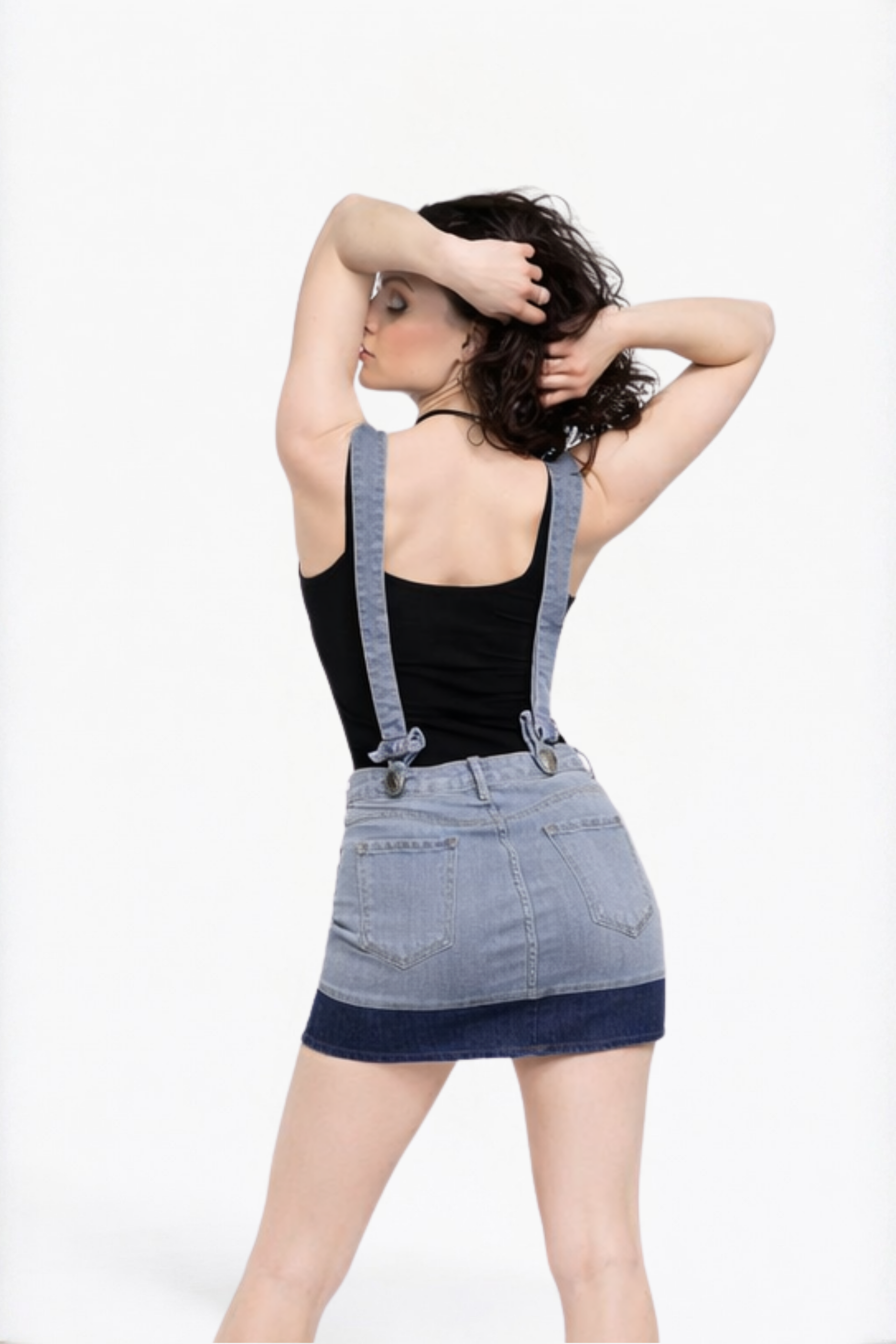 Denim Skirt With Suspenders
