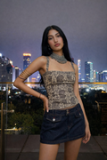 Dark Navy Cargo Denim Mini Skirt