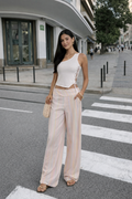 Pink Striped Drawstring Wide-Leg Pants