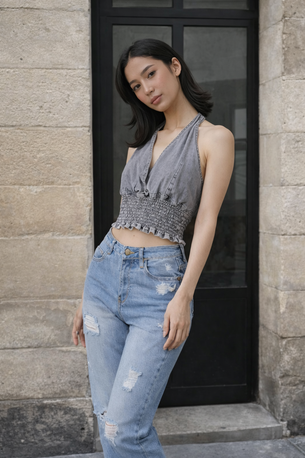 Grey Halter Top