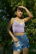 Embroidered Denim Shorts