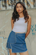 Denim One Side Wrap Around Skirt