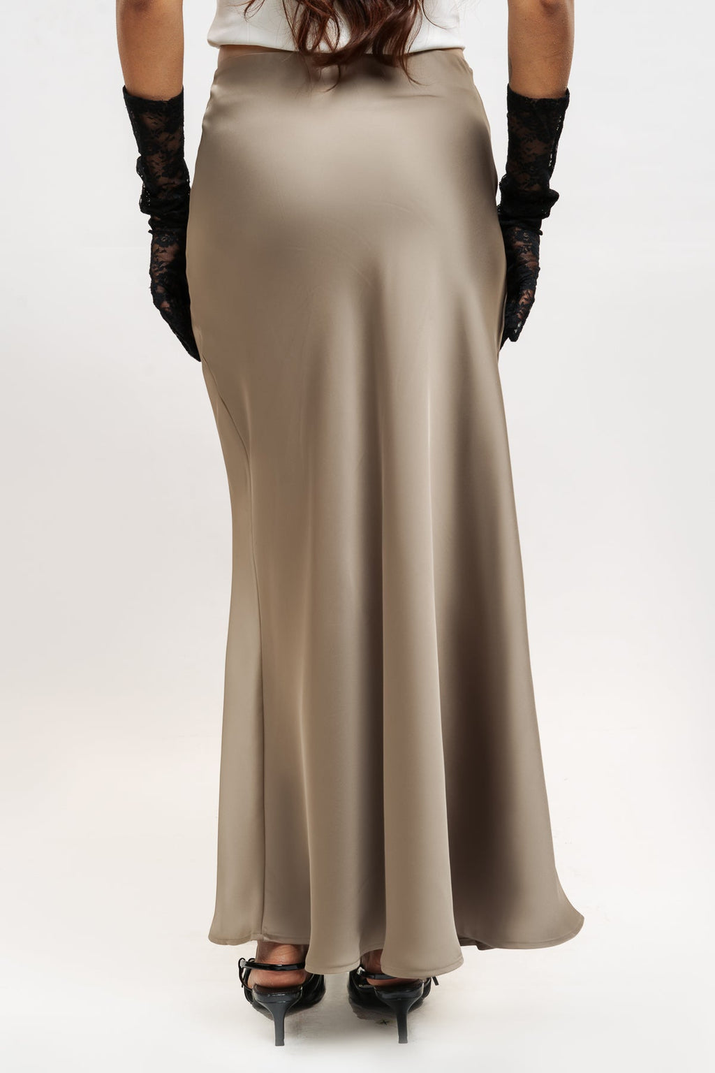 Grey Satin Long Skirt