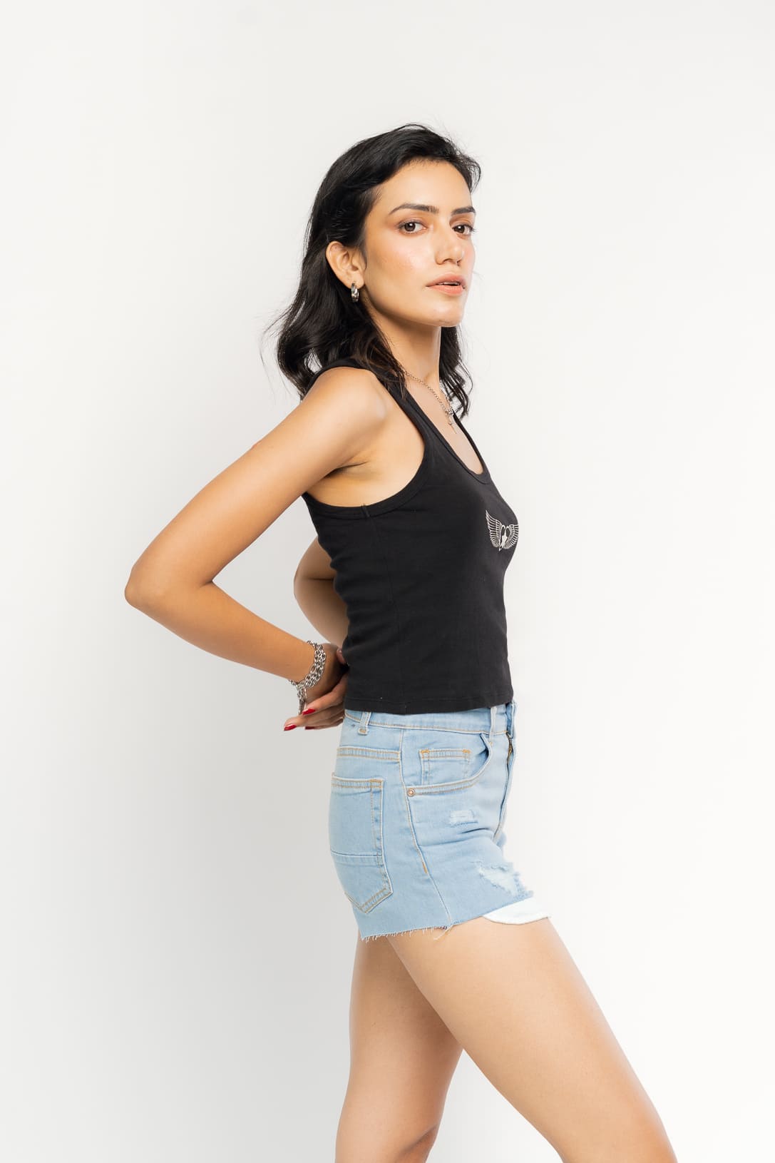 Minimal Distress Light Shorts