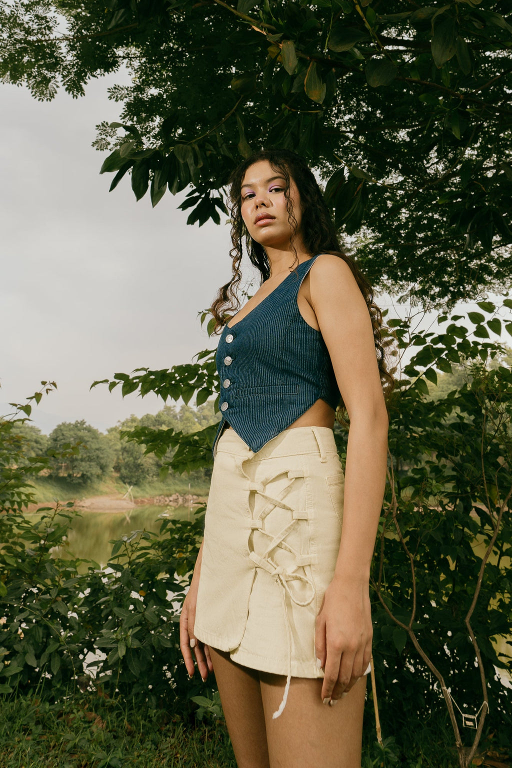 Criss Cross Ecru Skort