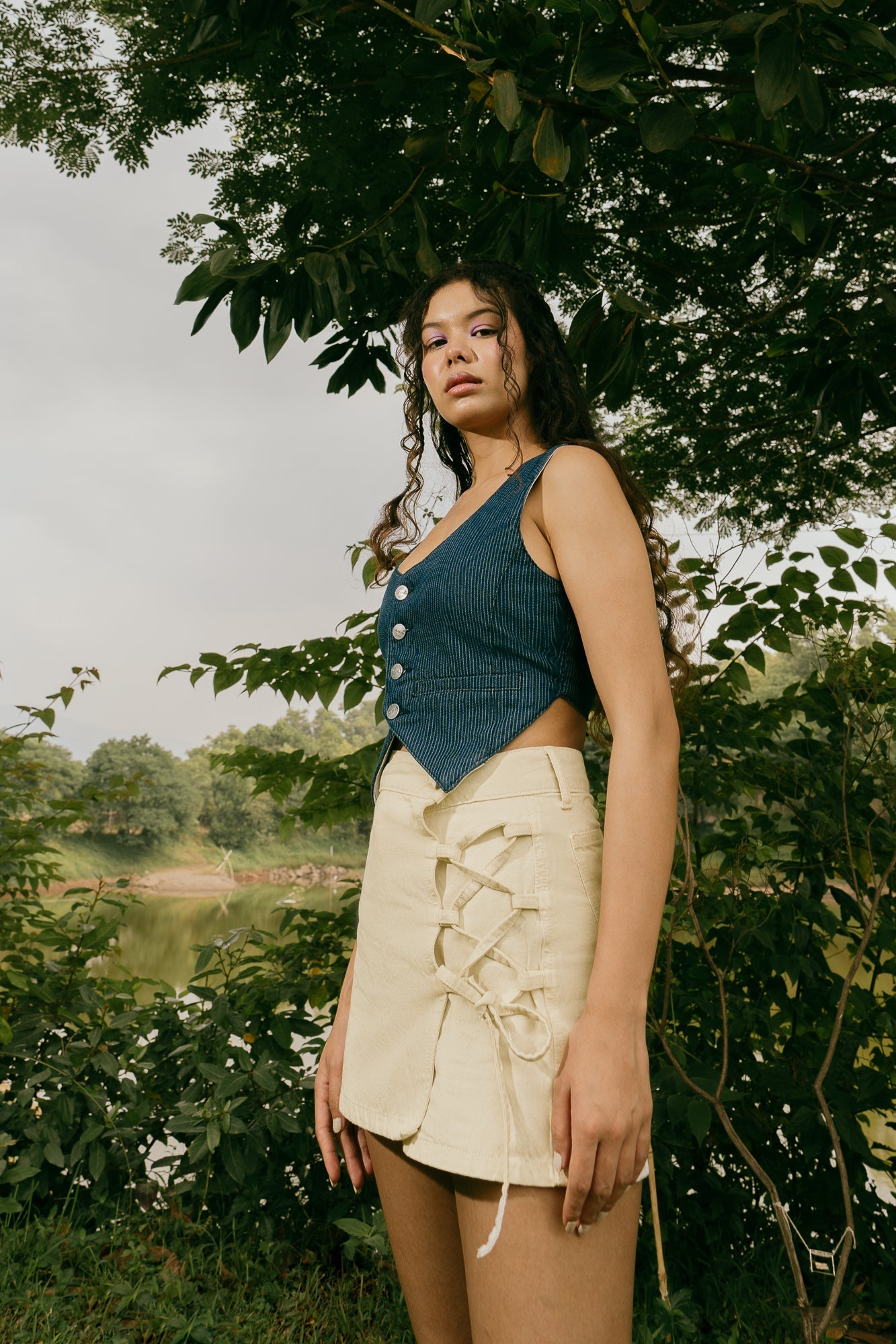 Criss Cross Ecru Skort