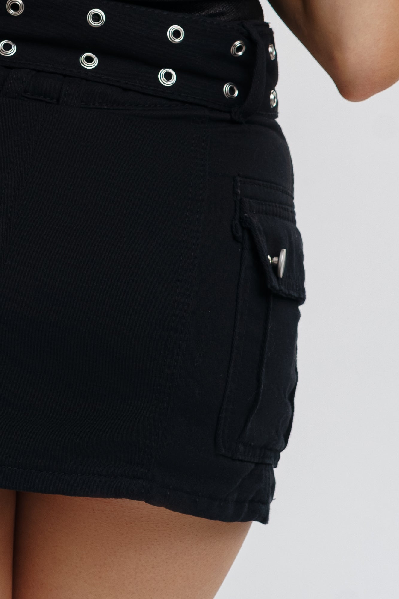 Black Belted Mini Skirt