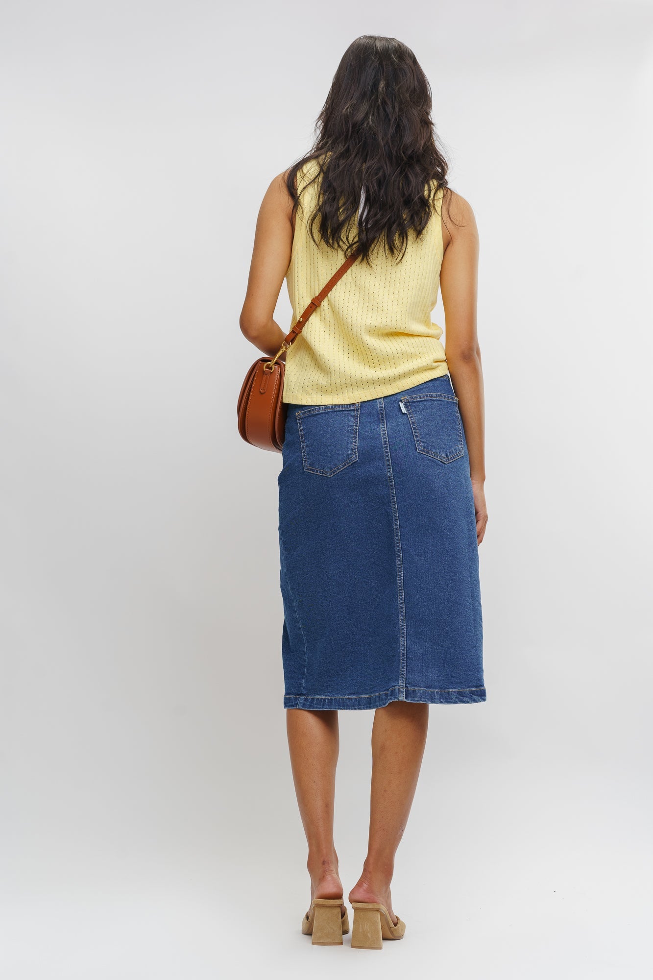 Blue Button Up Women's Bodycon Skirt